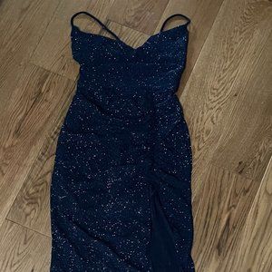 Windsor Celina Glitter Knit Mermaid Dress - Navy - Large